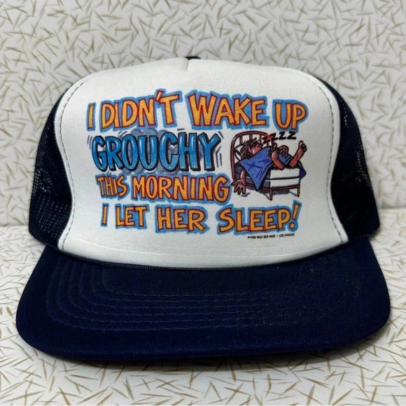Vintage Married Life Funny HaHa Snapback Trucker Hat Mesh Foam Hawk Tuah - Picture 1 of 5